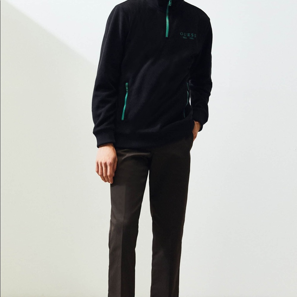 Guess mock neck zip up fleece pullover jacket